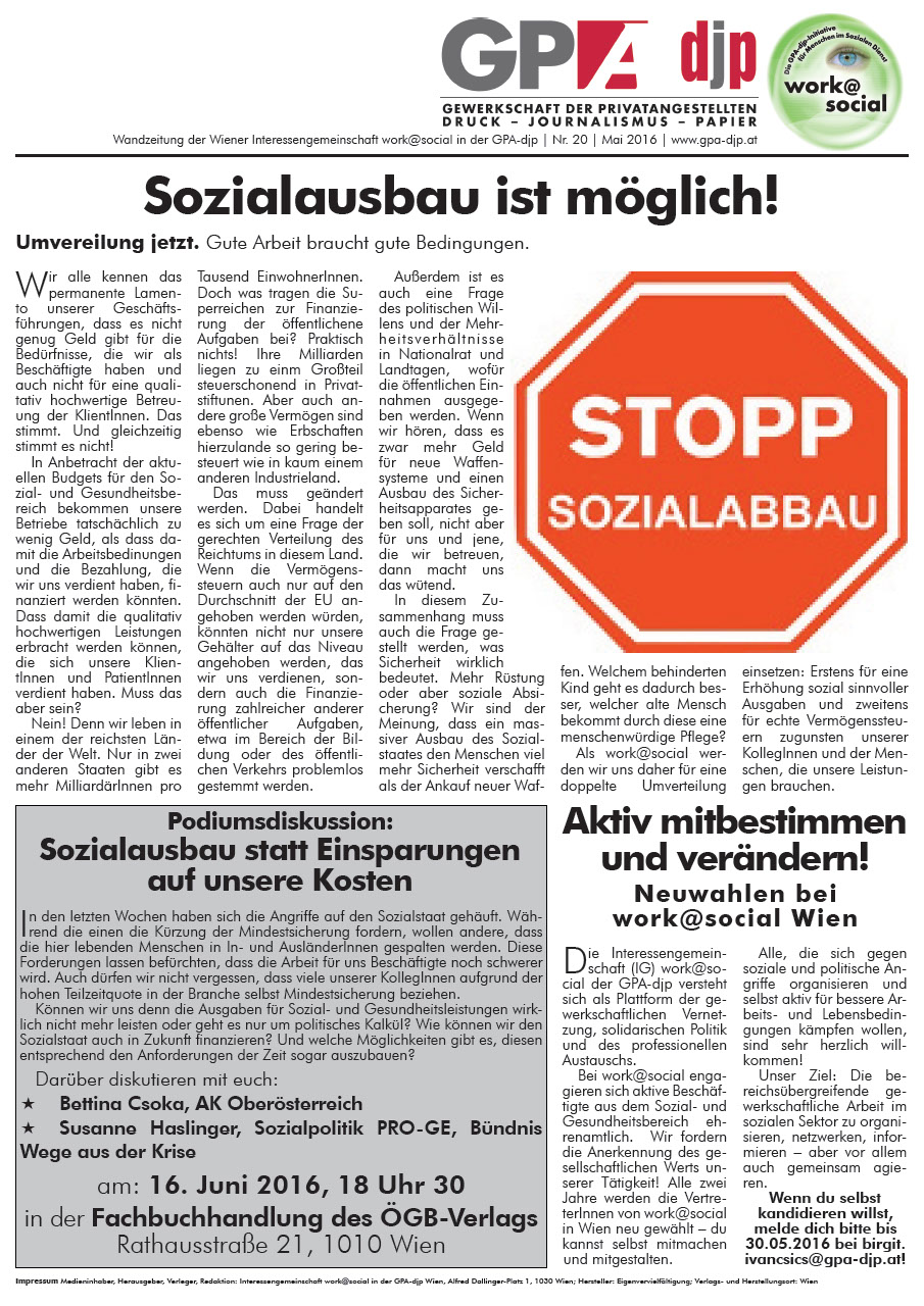 Wandzeitung work@social 20